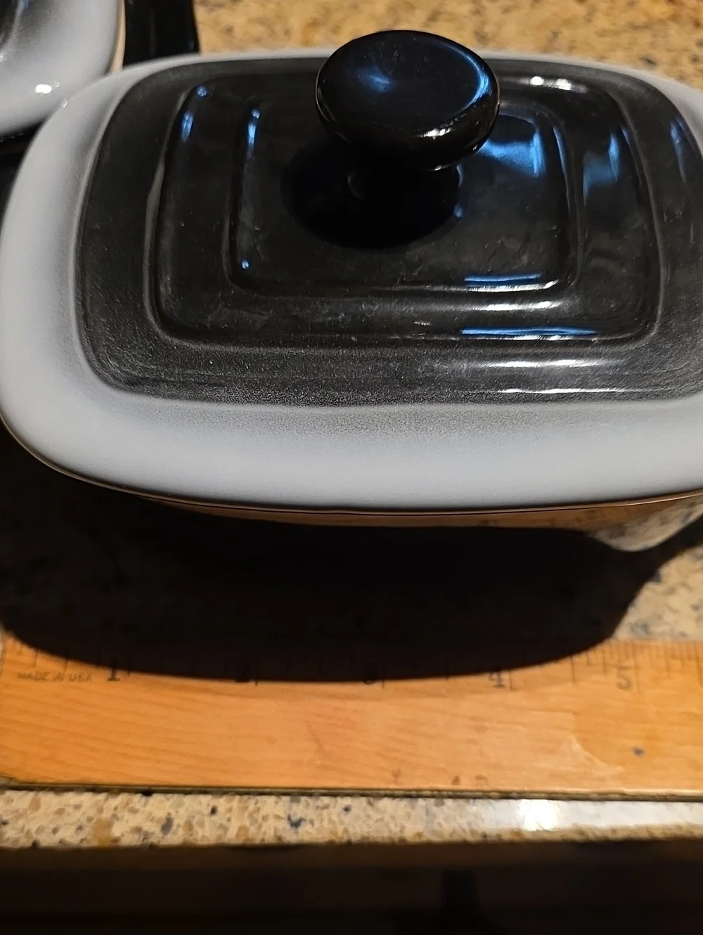 Black and White Covered Casserole Ceramic Dishes Set Of 2